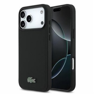 Lacoste PVC Iconic Petit Pique Metal Logo MagSafe Case for iPhone 18 Pro Max Black