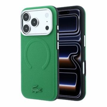 Lacoste PVC Petit Pique Semi Wrap Embossed MagSafe Case for iPhone 18 Pro Max Estragon