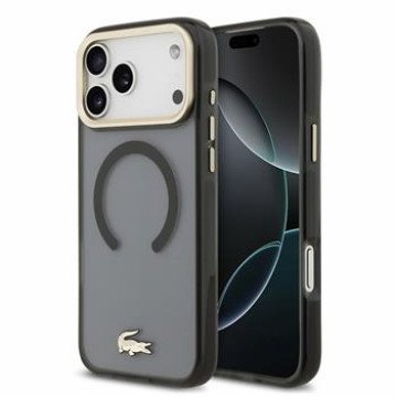 Lacoste IML Shockproof Petit Pique Gold Logo MagSafe Case for iPhone 18 Pro Max Black