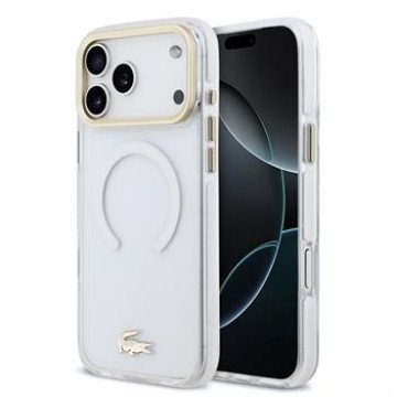Lacoste IML Shockproof Petit Pique Gold Logo MagSafe Case for iPhone 18 Pro Max Transparent