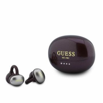 Guess Metallic Finish Classic Logo OWS Wireless Earphones Burgundy