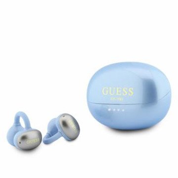 Guess Metallic Finish Classic Logo OWS Wireless Earphones Light Blue