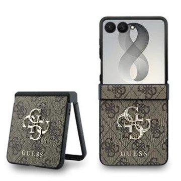 Guess PU 4G Metal Logo Case for Samsung Galaxy Z Flip 8 Brown