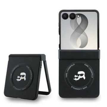 Karl Lagerfeld PU Karl and Choupette Heads Magnetic Case for Samsung Galaxy Z Flip 8 Black