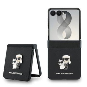 Karl Lagerfeld PU Saffiano Karl and Choupette Case for Samsung Galaxy Z Flip 8 Black