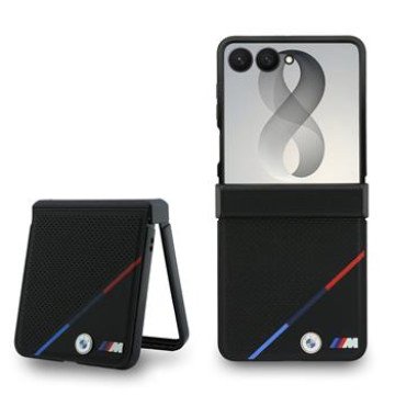 BMW M PU Perforated Tricolor Stripe Magnetic Case for Samsung Galaxy Z Flip 8 Black BMW M PU Perforated Tricolor Stripe Magnetic Case for Samsung Galaxy Z Flip 8 Black
