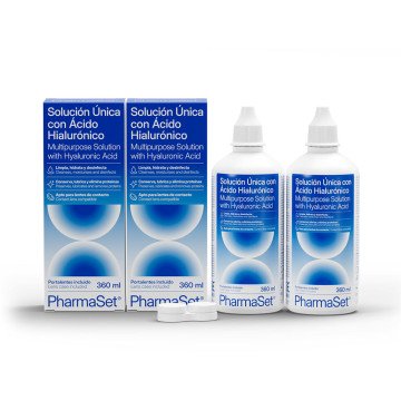 PHARMASET unique solution with hyaluronic acid for soft contact lenses 2 x 360 ml