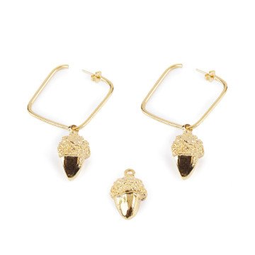 SQUARE ACORN earrings #shiny gold 1 u
