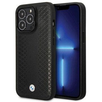 BMW Leather Diamond Pattern case for iPhone 14 Pro - black BMW Leather Diamond Pattern case for iPhone 14 Pro - black