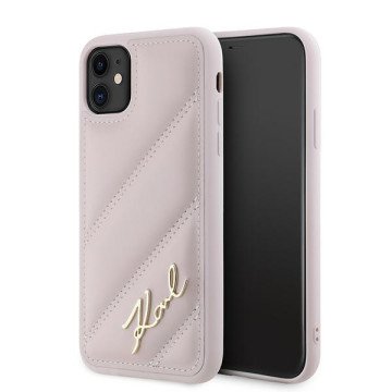 Karl Lagerfeld Diagonal Quilted Script case for iPhone 11 / Xr - pink Karl Lagerfeld Diagonal Quilted Script case for iPhone 11 / Xr - pink