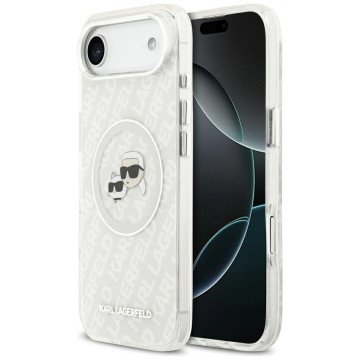 Karl Lagerfeld IML Glitter Karl&Choupette Heads Logo MagSafe Case for iPhone Air - Gray Karl Lagerfeld IML Glitter Karl&Choupette Heads Logo MagSafe Case for iPhone Air - Gray