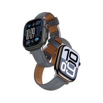 AmazingThing Class Band leather strap for Apple Watch 45 / 46 / 49 mm - grey AmazingThing Class Band leather strap for Apple Watch 45 / 46 / 49 mm - grey