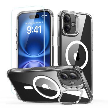 ESR Classic Hybrid Kickstand Halolock MagSafe Case Set + Tempered Glass for iPhone 16 PLUS - Clear ESR Classic Hybrid Kickstand Halolock MagSafe Case Set + Tempered Glass for iPhone 16 PLUS - Clear