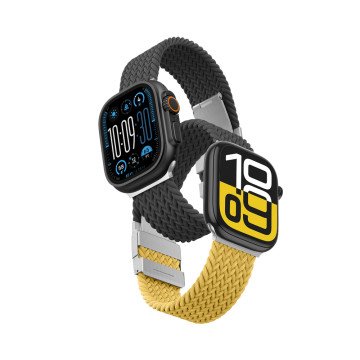 Set of 2 AmazingThing Blend Band straps for Apple Watch 45 / 46 / 49 mm - yellow-black / black