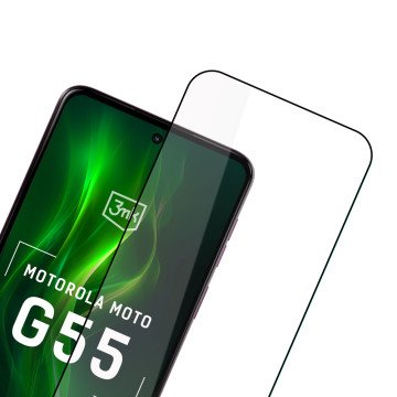 Tempered glass 3mk HardGlass Max Lite Black for Motorola Moto G55 5G