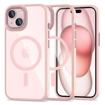Tech-Protect MagMat MagSafe iPhone 15 Case - Clear Pink Tech-Protect MagMat MagSafe iPhone 15 Case - Clear Pink
