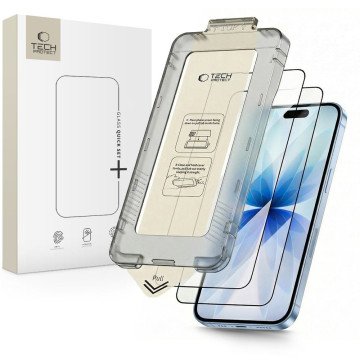 Tech-Protect Quick Set+ 2-pack tempered glass for iPhone 17 - black