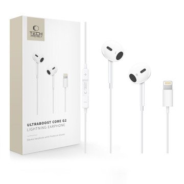 Tech-Protect Ultraboost Core G2 Lightning Headphones - White Tech-Protect Ultraboost Core G2 Lightning Headphones - White