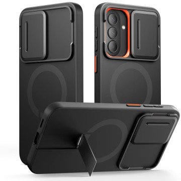 Tech-Protect Kevlar Aura MagSafe Case for Samsung Galaxy A57 - Black and Orange Tech-Protect Kevlar Aura MagSafe Case for Samsung Galaxy A57 - Black and Orange