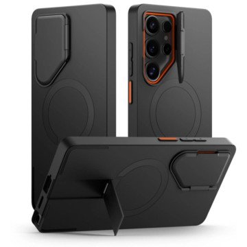 Tech-Protect Kevlar Aura MagSafe Case for Samsung Galaxy S25 Ultra - Black/Orange Tech-Protect Kevlar Aura MagSafe Case for Samsung Galaxy S25 Ultra - Black/Orange