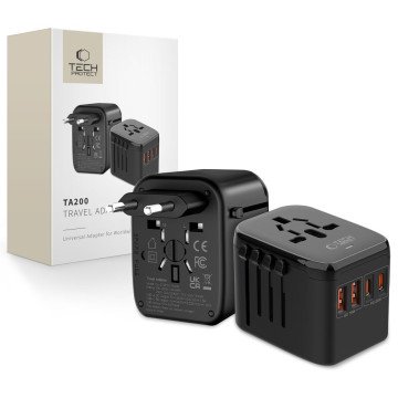 Tech-Protect TA200 EU / UK / US / AU adapter - black Tech-Protect TA200 EU / UK / US / AU adapter - black