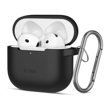 Tech-Protect Silicone Hook Case for AirPods 4 - Black Tech-Protect Silicone Hook Case for AirPods 4 - Black