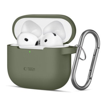 Tech-Protect Silicone Hook Case for AirPods 4 - Green Tech-Protect Silicone Hook Case for AirPods 4 - Green