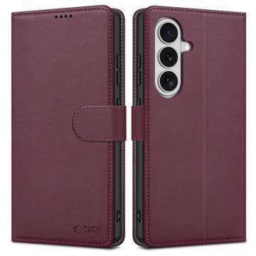 Tech-Protect Wallet Case for Samsung Galaxy S26 - Burgundy