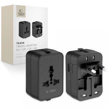 Tech-Protect TA300 Travel Adapter EU / UK / AU - Black Tech-Protect TA300 Travel Adapter EU / UK / AU - Black