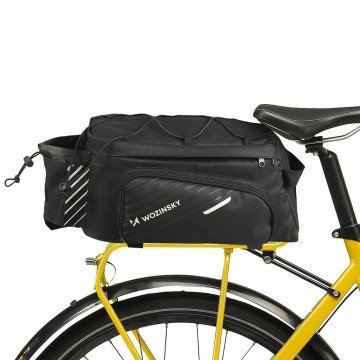Wozinsky Bike Pannier Rack Bag with Shoulder Strap 9L (Rain Cover Included) Black (WBB22BK)