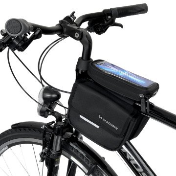 Wozinsky bicycle frame bag, waterproof phone case, 1.5l, black (WBB26BK)