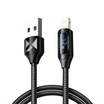 USB-A Cable - Lightning Wozinsky WUALC1 with LED Display 2.4A 1m - Black USB-A Cable - Lightning Wozinsky WUALC1 with LED Display 2.4A 1m - Black