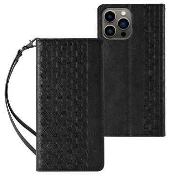 Magnet Strap Case for iPhone 14 Flip Wallet Mini Lanyard Stand Black Magnet Strap Case for iPhone 14 Flip Wallet Mini Lanyard Stand Black