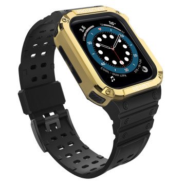 Protect Strap Band for Apple Watch 42/44/45mm Armored Case Strap - Black, Gold