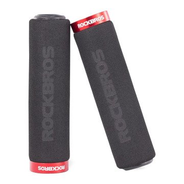 Rockbros BT1001BKRD sponge bicycle handlebar grips - black and red