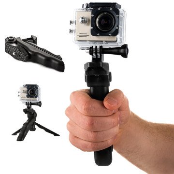 Mount with a mini tripod for GoPro SJCAM action cameras black Mount with a mini tripod for GoPro SJCAM action cameras black