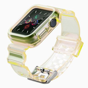 Silicone Band Strap Bracelet Case Strap Light Set for Apple Watch 38mm - Yellow Silicone Band Strap Bracelet Case Strap Light Set for Apple Watch 38mm - Yellow