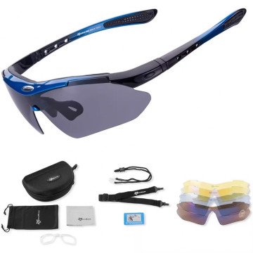 Rockbros 10007 Polarized Cycling Glasses - Black and Blue