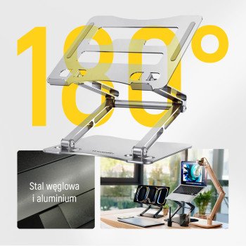 Wozinsky WRS-CPY75DSS Aluminum Laptop and Tablet Stand + Free Smartphone Stand - Silver