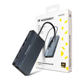 USB-C Hub 14 in 1 Wozinsky WDS03Y5S Multifunctional, Aluminum, for 3 Monitors, with 15 cm Cable - Gray USB-C Hub 14 in 1 Wozinsky WDS03Y5S Multifunctional, Aluminum, for 3 Monitors, with 15 cm Cable - Gray