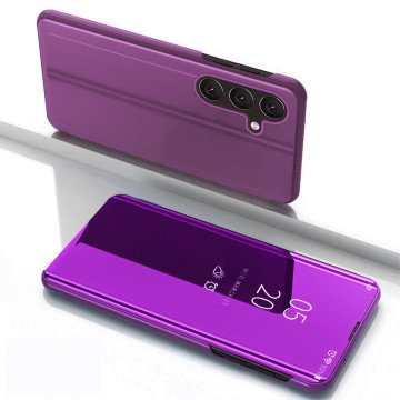 Clear View Case for Samsung Galaxy S25 Cover with Flip - Pink