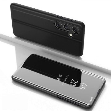 Clear View Case for Samsung Galaxy S25+ Cover with Flip - Black