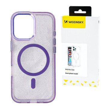 Wozinsky Glitter Case MagSafe for Samsung Galaxy S24 FE - Purple with Glitter
