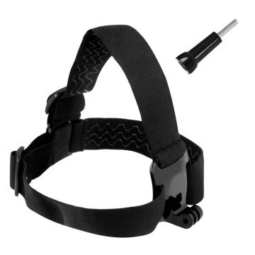 Headband for GoPro, DJI Osmo Action, EKEN, SJCam, Insta360 action cameras + long mounting screw black Headband for GoPro, DJI Osmo Action, EKEN, SJCam, Insta360 action cameras + long mounting screw black