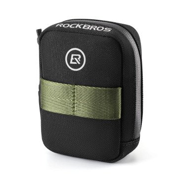 Rockbros Mini Saddle Bag with CO2 Cartridge Holder - Black/Green Rockbros Mini Saddle Bag with CO2 Cartridge Holder - Black/Green