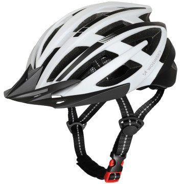 Wozinsky MTB Bike Helmet with Removable Visor and Rear USB Light M - Black and White