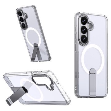 Hybrid Armor X Case for Samsung Galaxy S26 with Stand, Compatible with MagSafe - Transparent