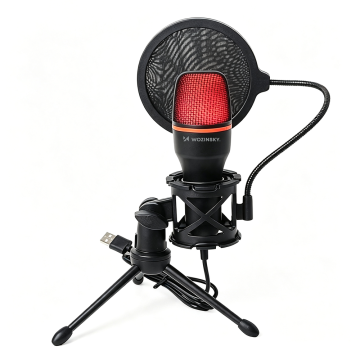 Wozinsky WM-W111 wired studio gaming microphone on a stand with RGB backlight - black Wozinsky WM-W111 wired studio gaming microphone on a stand with RGB backlight - black