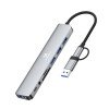 Wozinsky WAH-81 8-in-1 USB Hub with USB 3.0 SD Card Reader and Audio Output - Gray