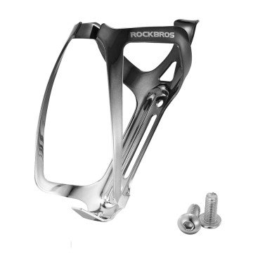 Rockbros RKL02 Aluminum Bottle Cage - Black and Silver Rockbros RKL02 Aluminum Bottle Cage - Black and Silver